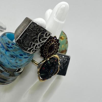 LOT 115J: Costume Ring Lot - Sizes 5.5 And Up Including One Men's Size 14 Stainless Ring