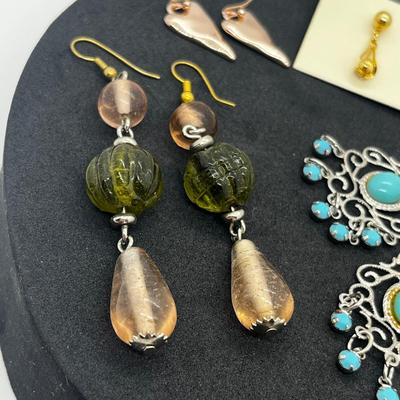 LOT 122J: Collection of Large/Long Dangle Pierced Earrings