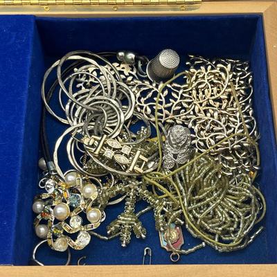 LOT 129J: Craft/Repair Lot with Beautiful Blue Velvet Lined Dr. Zhivago Music Box (Winds and Plays Lara's Song)