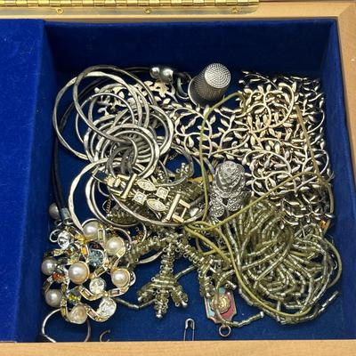 LOT 129J: Craft/Repair Lot with Beautiful Blue Velvet Lined Dr. Zhivago Music Box (Winds and Plays Lara's Song)