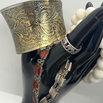 LOT 131J: Large Costume Jewelry Lot: Bracelets, Necklaces, Earrings, Pendants and More! Comes with a Cute Heart Shaped Box!