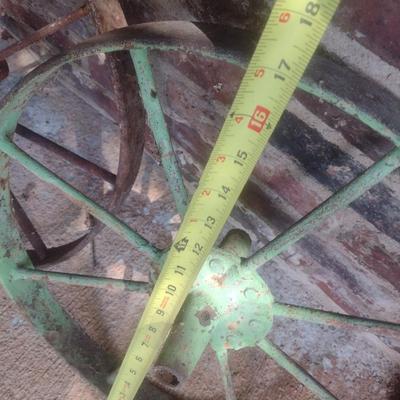 Pair of Vintage Metal Wheelbarrow Wheels