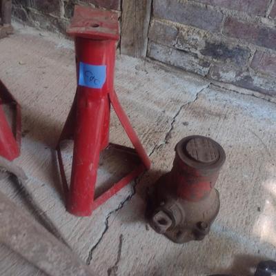 Collection of Automotive Repair Tools Includes Bottle Jack, Maul, Tire Repair and More