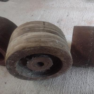 Set of Three Flat Belt Shop Pulleys