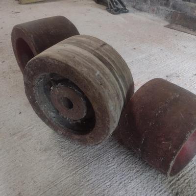Set of Three Flat Belt Shop Pulleys