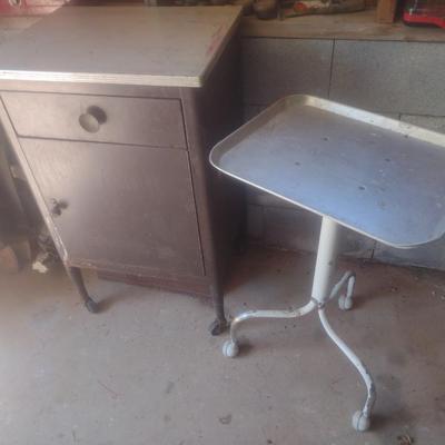Pair of Medical Furniture Pieces Includes Cabinet and Tray