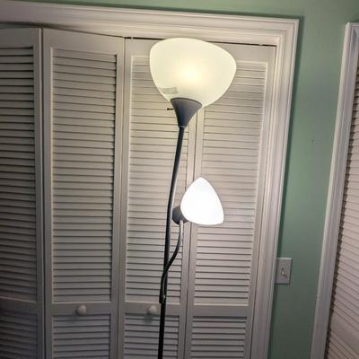 Double Light Frosted Plastic Shade Floor Lamp (PB)