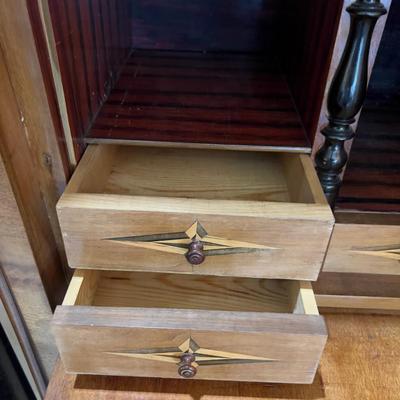Sale Photo Thumbnail #21: Rare Antique Flame Walnut European Secretary Desk, beautiful condition with the original keys, there is some wear and shrinkage which is to be expected on this early 20th century piece. This item was shipped from Germany by the original owner. Measures 36