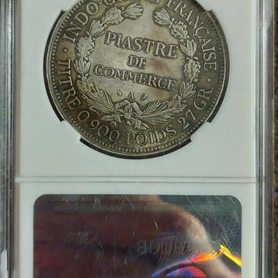 1895 French Indochina 1 Piastre coin