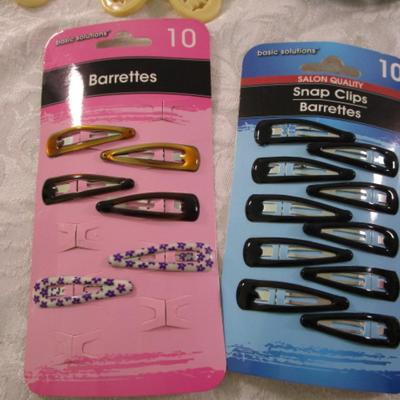 Sale Photo Thumbnail #53: 5 new headbands, 2 Vintage butterfly hair combs, 1 large hair clip, 2 pkg of new snap clips (1 is partial), 1 partial pkg new mini snap clips, 1 new pkg prong hair clips, 1 Minnie Mouse clip, 8 decorative hair clips, Conair hair trimmer
