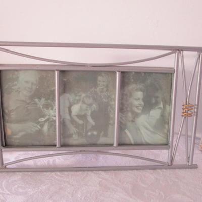 Sale Photo Thumbnail #190: 2 stone  & 1 wood plaques, 1 hinged 2-picture frame, 4 additional picture frames, 1 mirror, see pictures