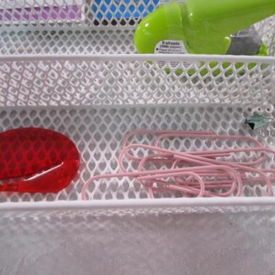 Sale Photo Thumbnail #227: New Staple Free stapler, 5 extra large paper clip, 6 pkg mini post-it notes, new pkg planning 15 sticker sheets, new pkg of 8 binder rings, new roll of double-sided tape, letter opener, 1 metal water bottles, 1 organizer, box push pins