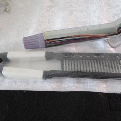 Sale Photo Thumbnail #260: Style House flat iron Model 1645618 has pink & black tiger stripes, Vidal Sassoon curling iron Model VS122 has 1" barrel, both like new