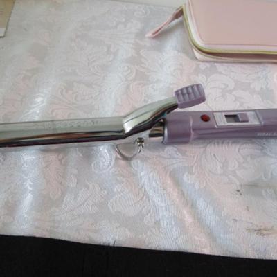 Sale Photo Thumbnail #261: Style House flat iron Model 1645618 has pink & black tiger stripes, Vidal Sassoon curling iron Model VS122 has 1" barrel, both like new