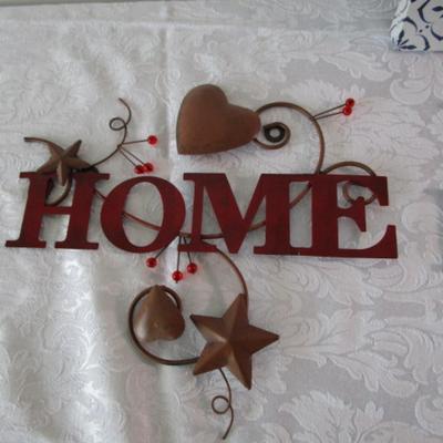 Sale Photo Thumbnail #286: 1 sign has "Turn Your Troubles Into Bubbles" 8" x8", 3 metal signs with "Love, Faith, Home" 11-1/2" x 9"