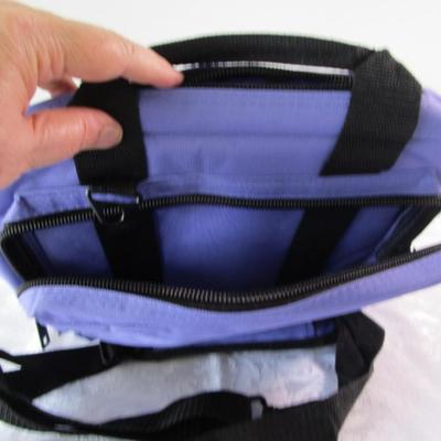 Sale Photo Thumbnail #296: Mini purple range bag for handguns & accessories, includes shoulder strap, has self-repairing zippers, 600 Denier polyester, lightweight, 9" tall x 12-1/2" wide x 2-1/4" deep, See pictures