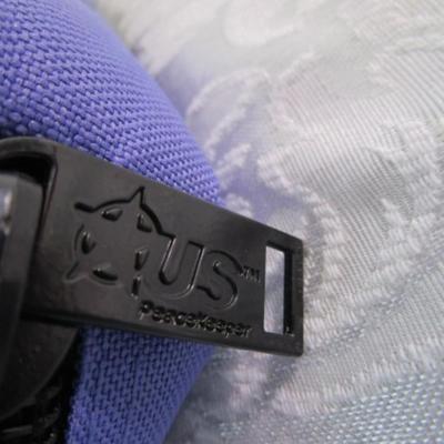 Sale Photo Thumbnail #298: Mini purple range bag for handguns & accessories, includes shoulder strap, has self-repairing zippers, 600 Denier polyester, lightweight, 9" tall x 12-1/2" wide x 2-1/4" deep, See pictures