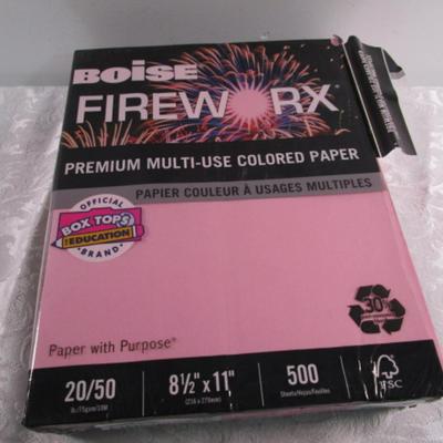 Sale Photo Thumbnail #603: 1 ream (500 sheets) powder pink paper, 3 clear report covers, 15 3-prong report covers, 21 2-pocket folders