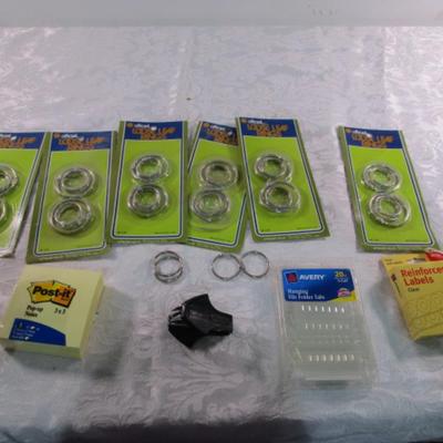 Sale Photo Thumbnail #604: 6 new pkg of 4 binder rings + 4 more rings, 3 pkg Post-It notes, pkg hanging folder tabs, staple remover, reinforcement , see pictures