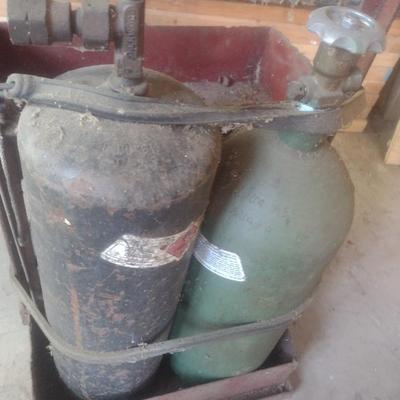 Acetylene Tanks with Metal Cart