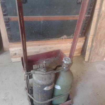 Acetylene Tanks with Metal Cart