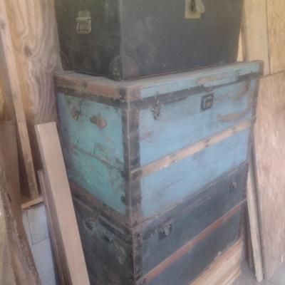 Set of Three Antique Storage Trunks