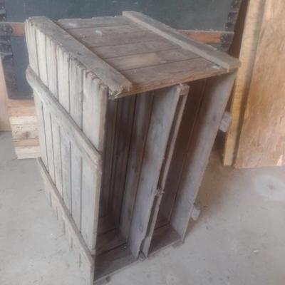 Large Wood Two Compartment Shipping Crate