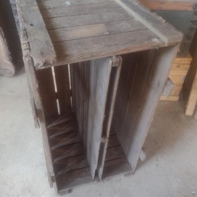 Large Wood Two Compartment Shipping Crate