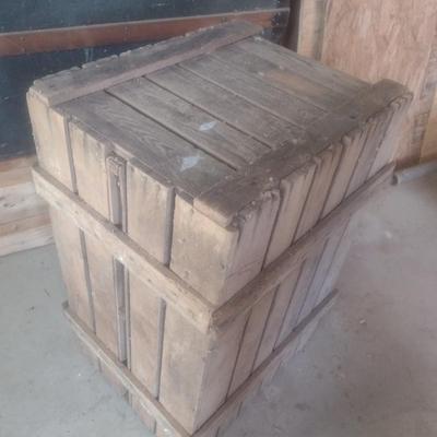 Large Wood Two Compartment Shipping Crate