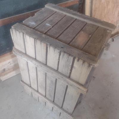 Large Wood Two Compartment Shipping Crate
