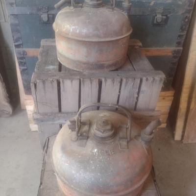 Pair of Vintage Metal Eagle Brand Gas Cans