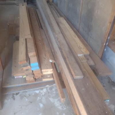Large Pile of Assorted Wood Lumber, Sheeting, and More