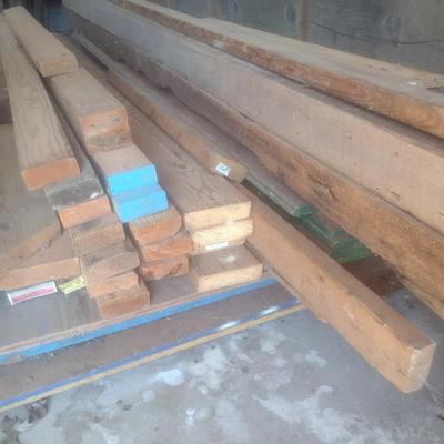Large Pile of Assorted Wood Lumber, Sheeting, and More