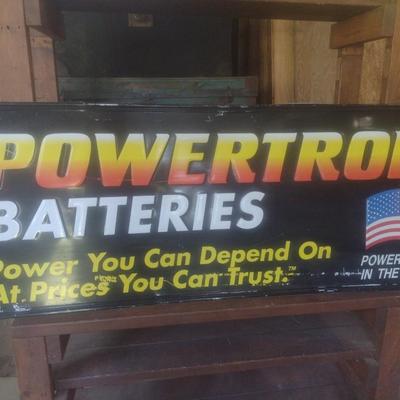 Vintage Commercial Metal Advertising Sign Powertron Batteries