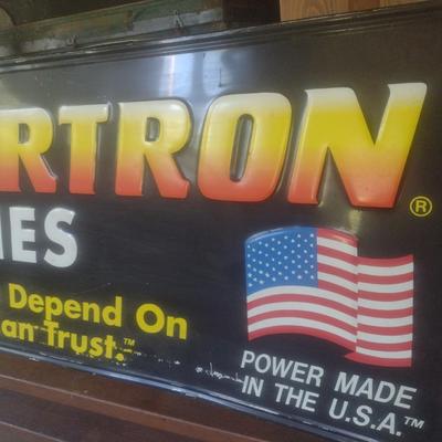 Vintage Commercial Metal Advertising Sign Powertron Batteries