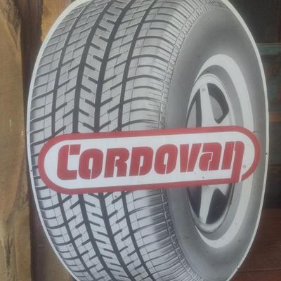 Vintage Commercial Metal Advertising Sign Cordovan Tires