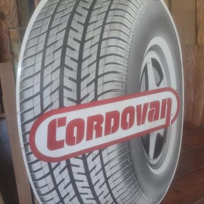 Vintage Commercial Metal Advertising Sign Cordovan Tires