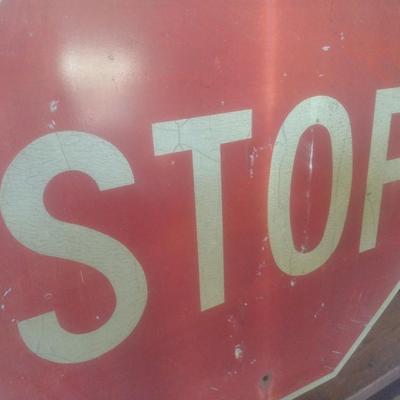 Large Metal Intersection Stop Sign
