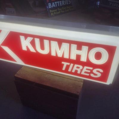 Vintage Commercial Double Sided Back Lit Advertising Sign Kumho Tires New in Box
