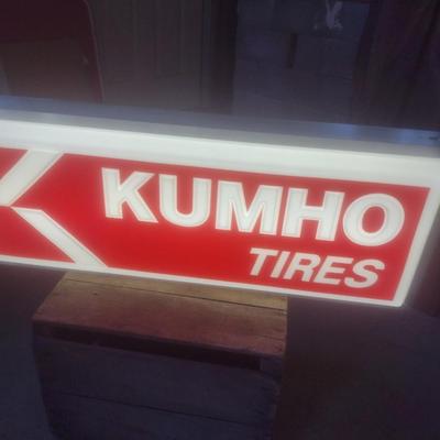 Vintage Commercial Double Sided Back Lit Advertising Sign Kumho Tires New in Box