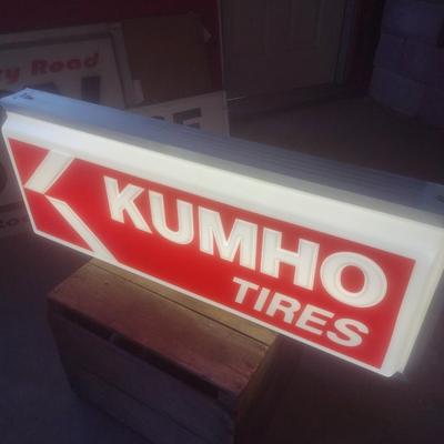 Vintage Commercial Double Sided Back Lit Advertising Sign Kumho Tires New in Box