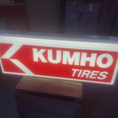 Vintage Commercial Double Sided Back Lit Advertising Sign Kumho Tires New in Box