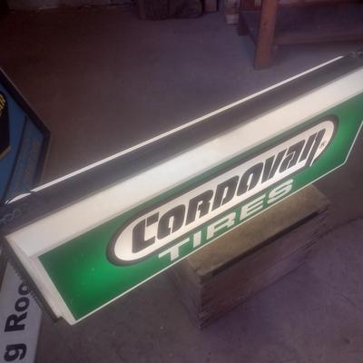 Vintage Commercial Double Sided Back Lit Advertising Sign Cordovan Tires