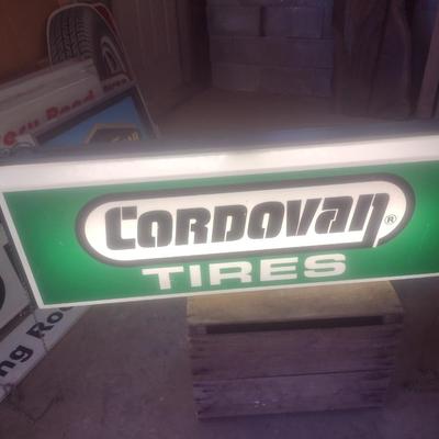 Vintage Commercial Double Sided Back Lit Advertising Sign Cordovan Tires