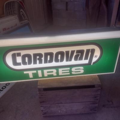 Vintage Commercial Double Sided Back Lit Advertising Sign Cordovan Tires