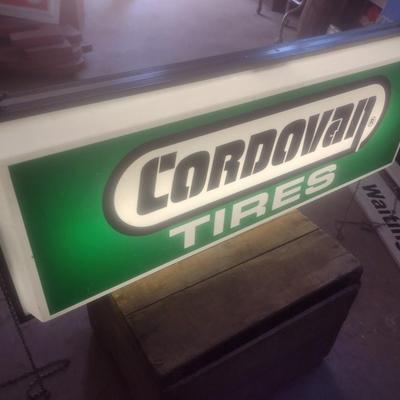 Vintage Commercial Double Sided Back Lit Advertising Sign Cordovan Tires