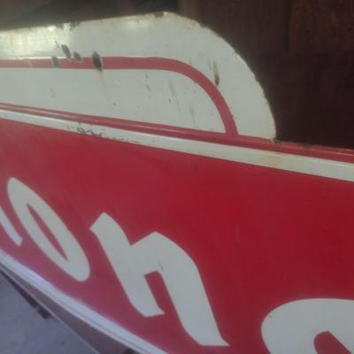 Antique 1957 Porcelain Covered Metal Commercial 108" x 35" Advertising Sign for Firestone Brand Products