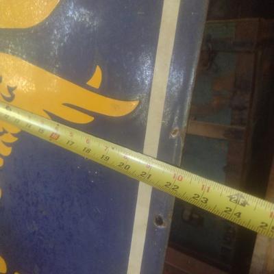 Antique 1950's Porcelain Covered Metal Commercial 94" x 22" Advertising Sign for Good Year Tires