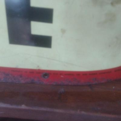 Antique 1950's Porcelain Covered Metal Commercial 36" x 23" Advertising Double Sided Sign for The General Tire