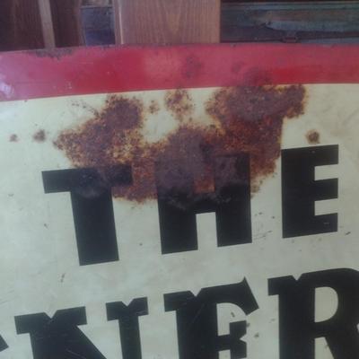 Antique 1950's Porcelain Covered Metal Commercial 36" x 23" Advertising Double Sided Sign for The General Tire